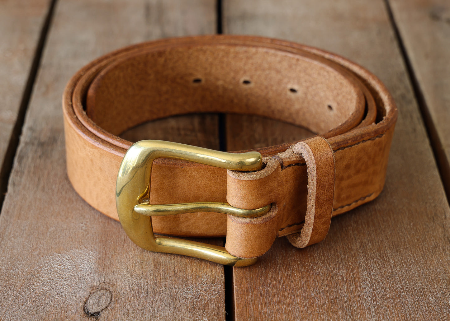 Brown Leather Belt - 3 widths - Brass or Steel - Full Grain Leather - Hand Stitched