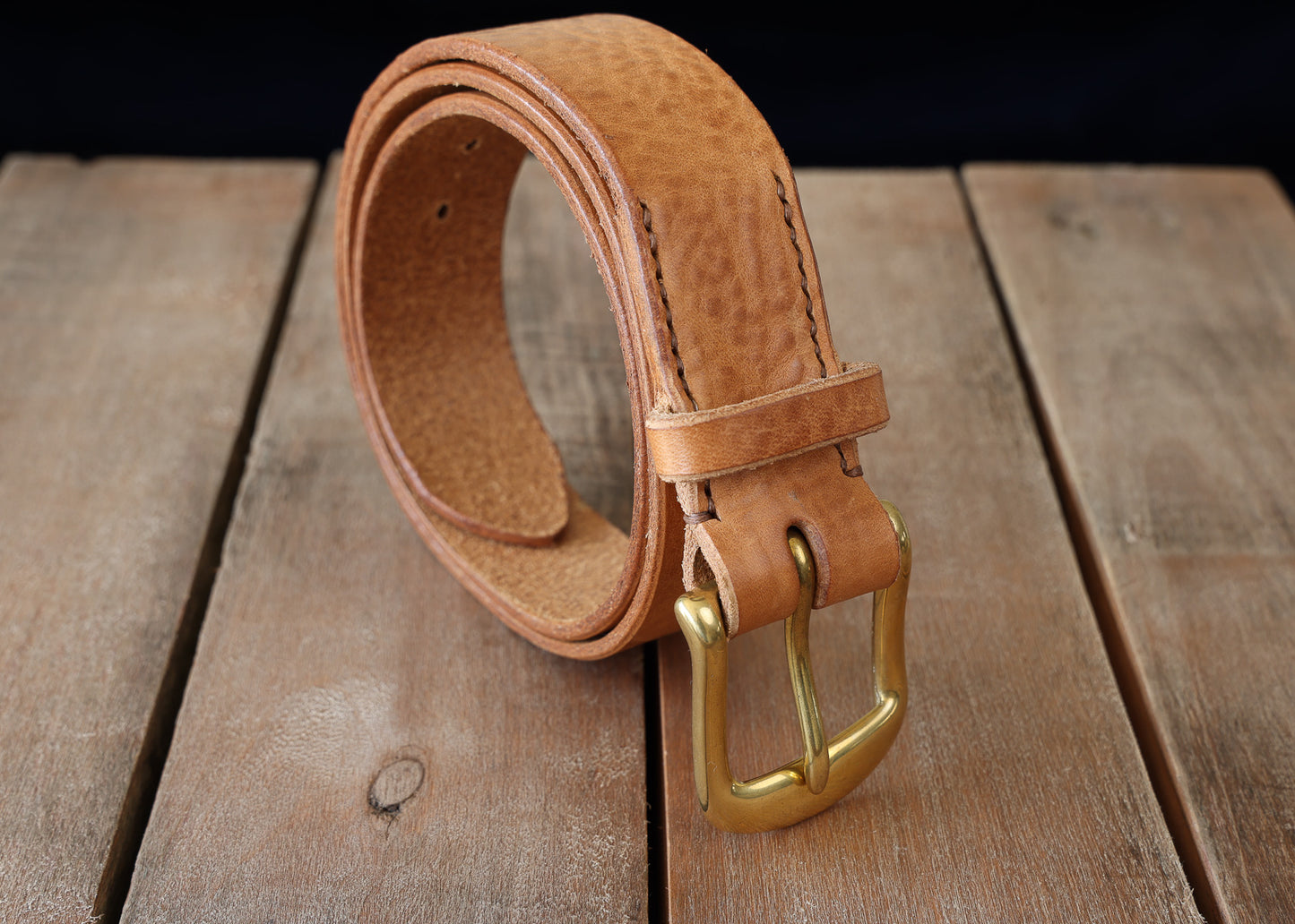 Brown Leather Belt - 3 widths - Brass or Steel - Full Grain Leather - Hand Stitched