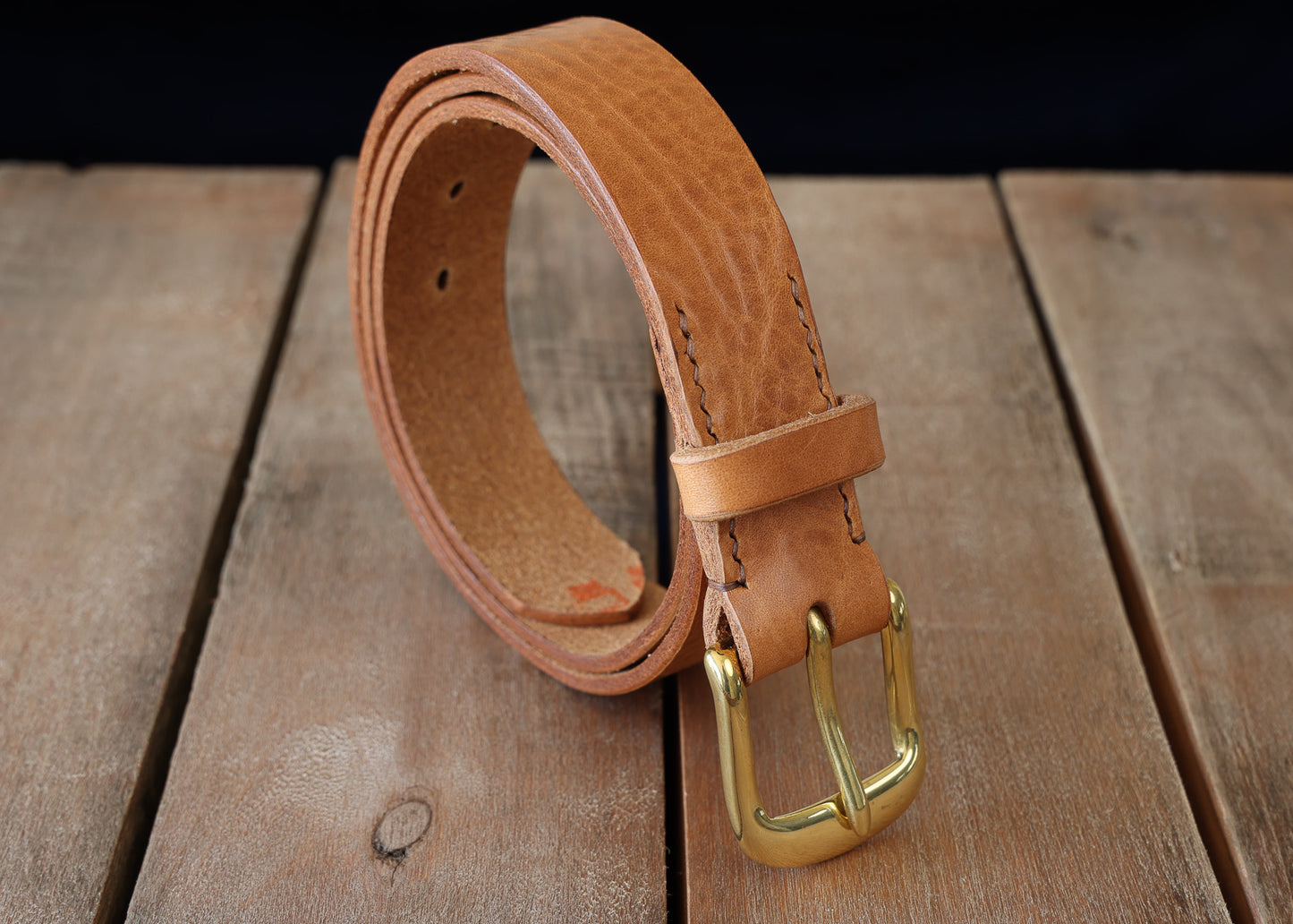 Brown Leather Belt - 3 widths - Brass or Steel - Full Grain Leather - Hand Stitched