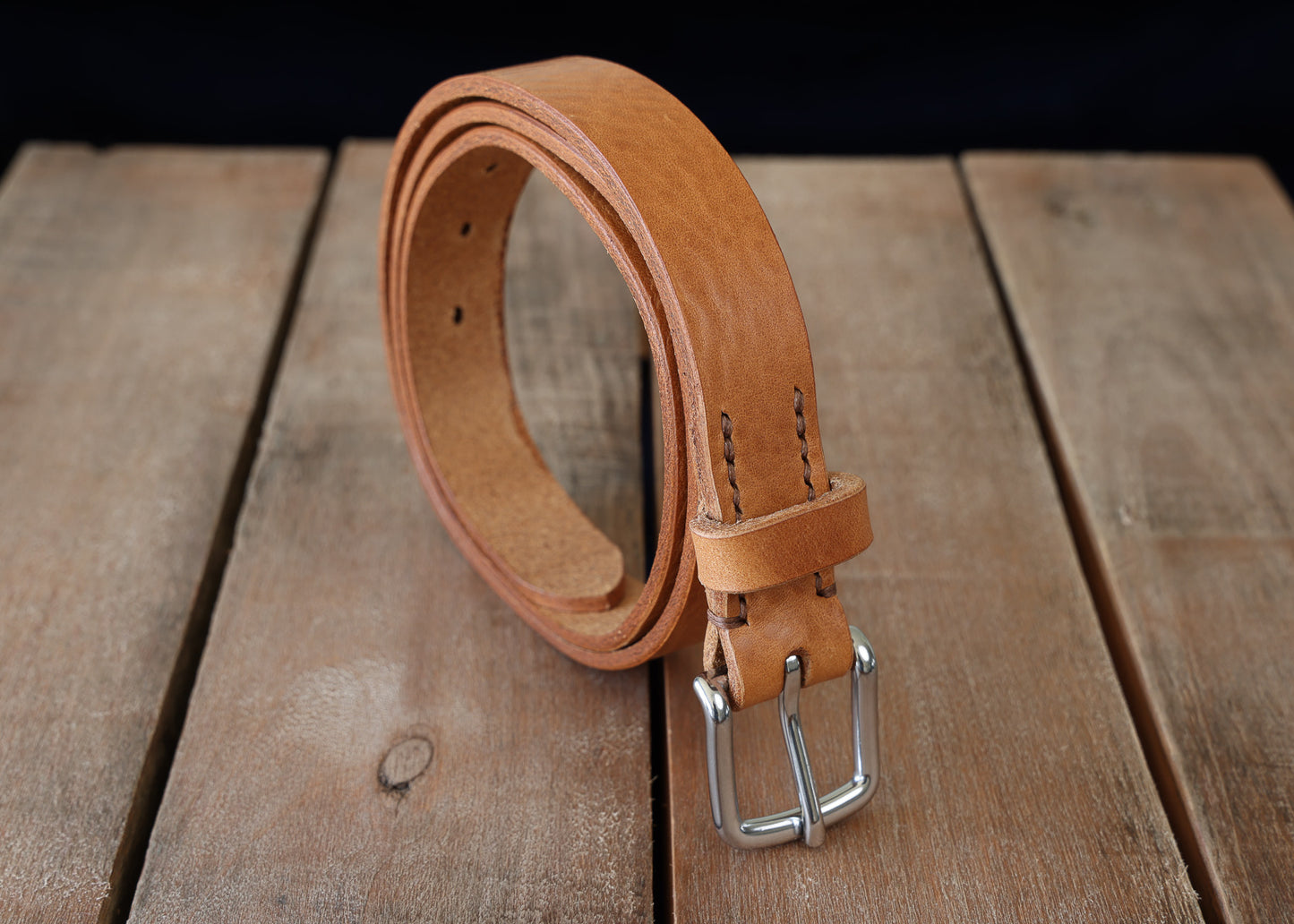 Brown Leather Belt - 3 widths - Brass or Steel - Full Grain Leather - Hand Stitched