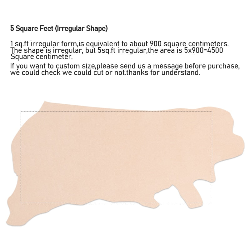Natural Veg Tan Leather - 5sq ft section - Full Grain - 3 thickness options