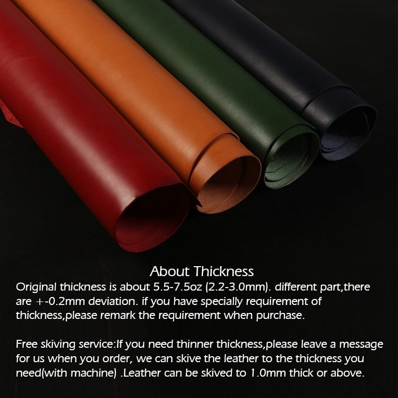 Veg Tan Leather - 30cm x 30cm Panel - Full Grain - 12 colours - 4 thicknesses
